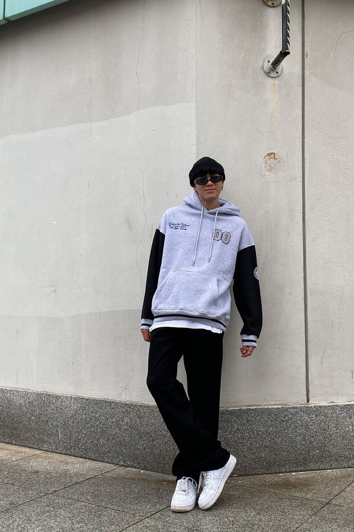 Color Block Collage Style Oversize Hoodie