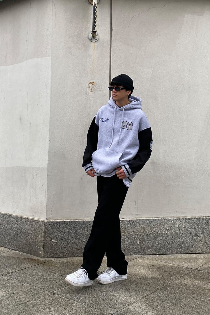 Color Block Collage Style Oversize Hoodie