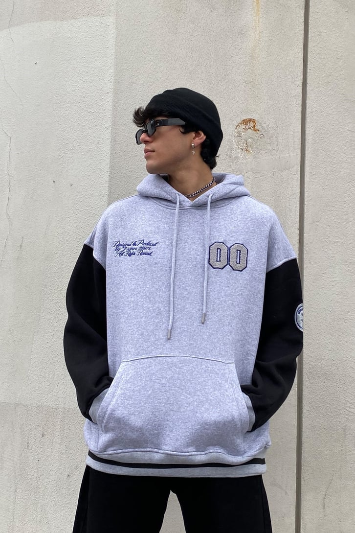 Color Block Collage Style Oversize Hoodie