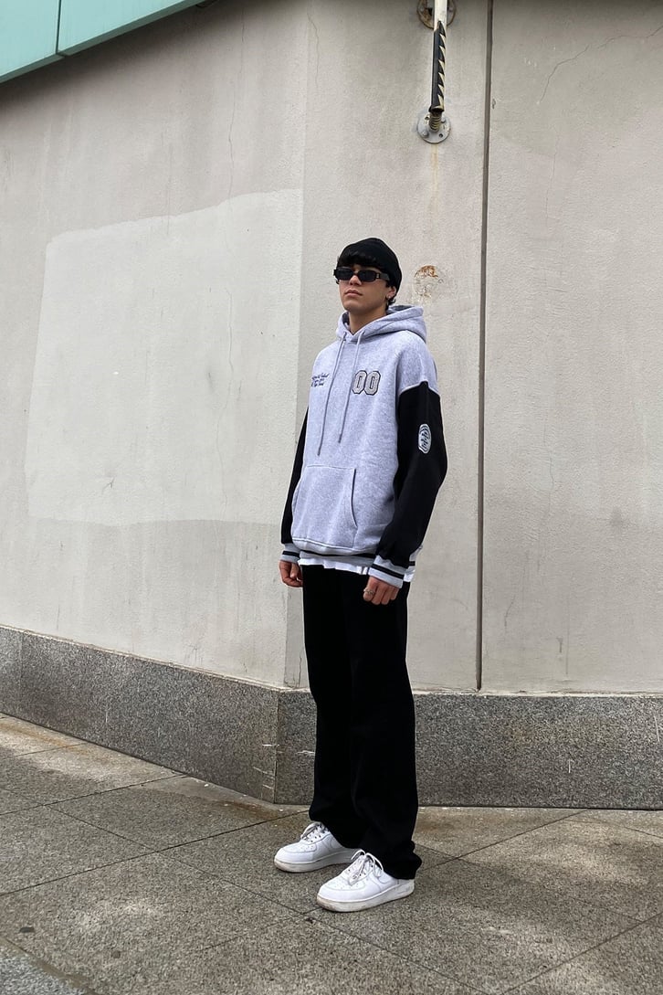 Color Block Collage Style Oversize Hoodie