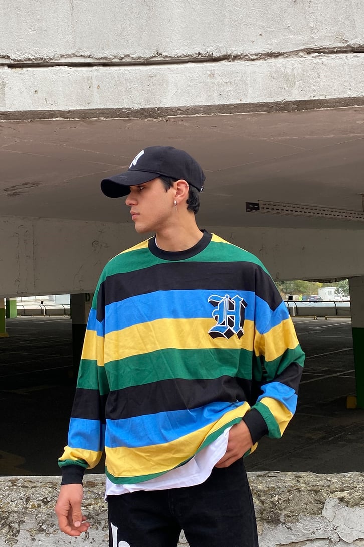 COLOR BLOCK KOLEJ STİLİ OVERSIZE SWEATSHIRT
