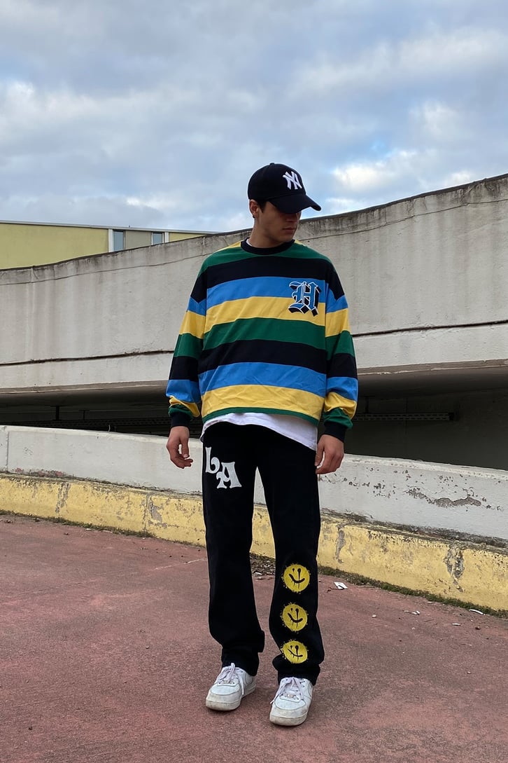 COLOR BLOCK KOLEJ STİLİ OVERSIZE SWEATSHIRT