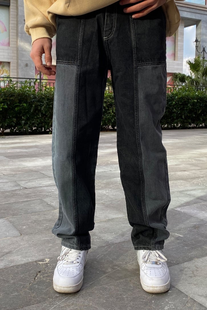 Color Block  Patchwork Premium Baggy Fit Jean