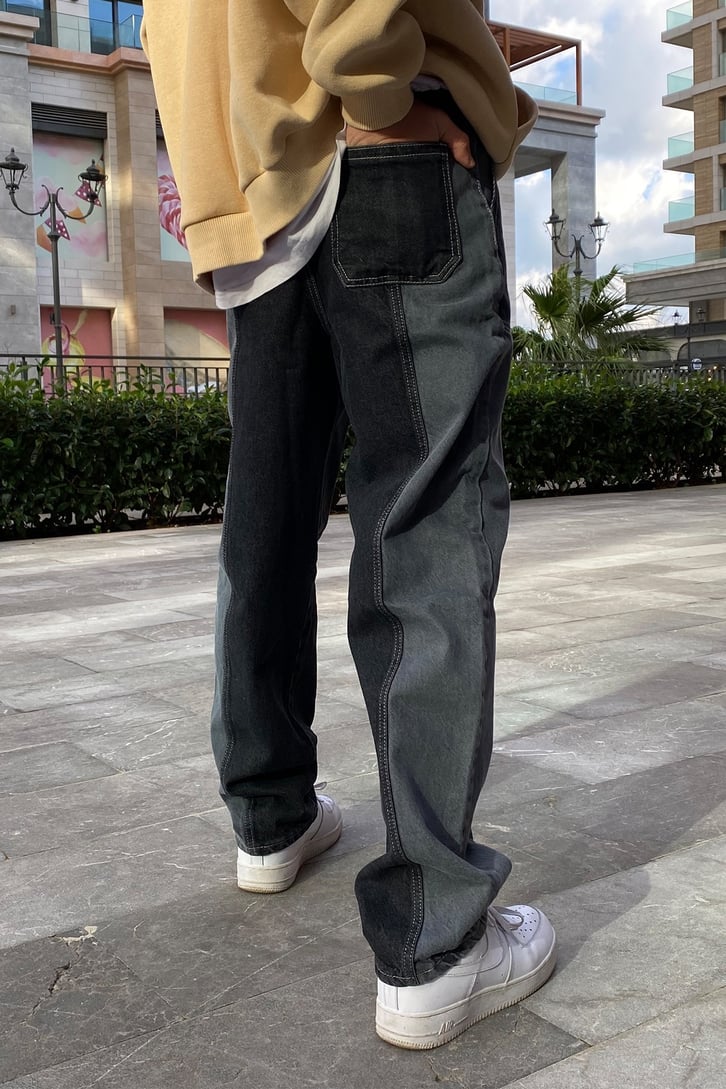 Color Block  Patchwork Premium Baggy Fit Jean