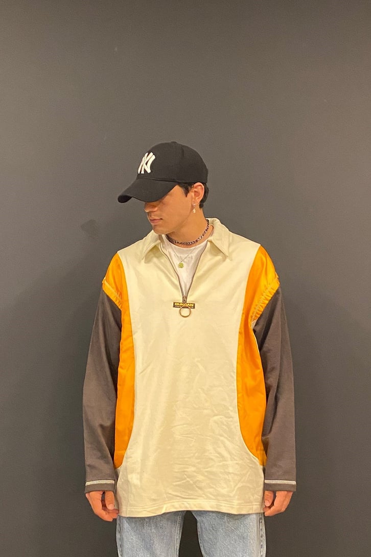 Color Block Semi Zip-up Turuncu Oversize Sweatshirt