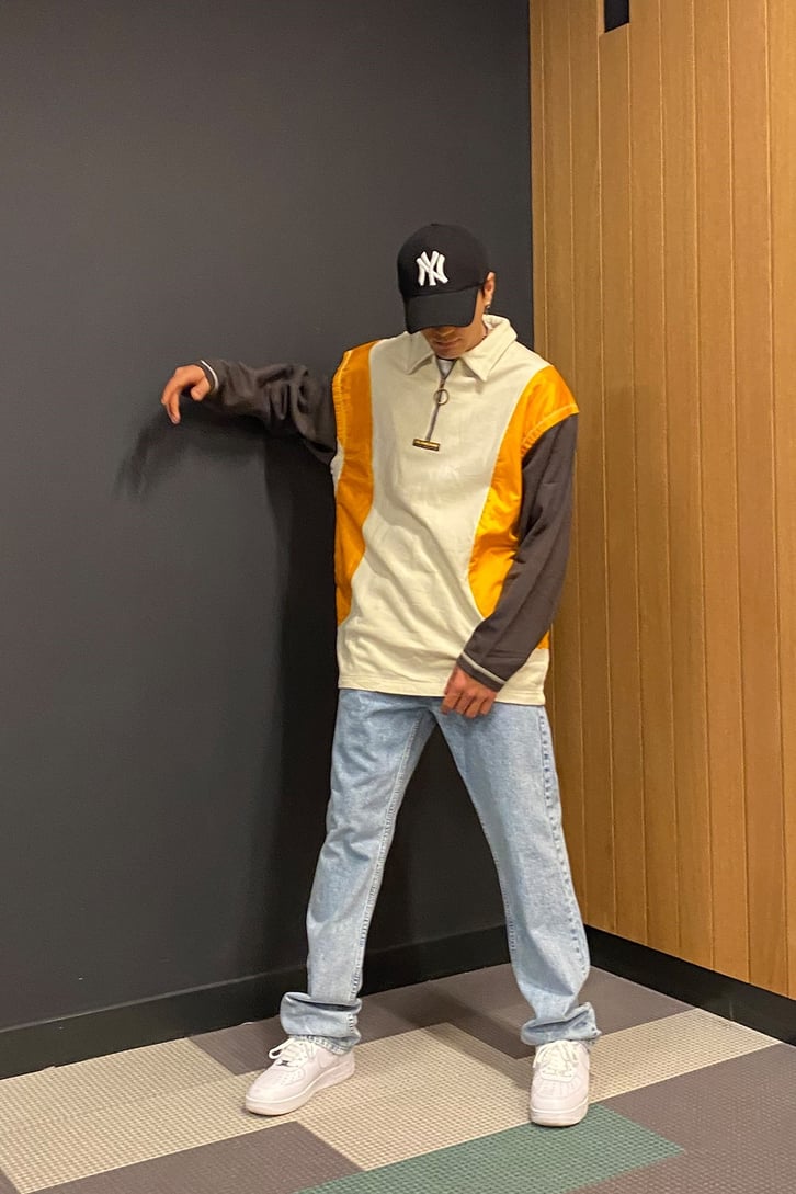 Color Block Semi Zip-up Turuncu Oversize Sweatshirt