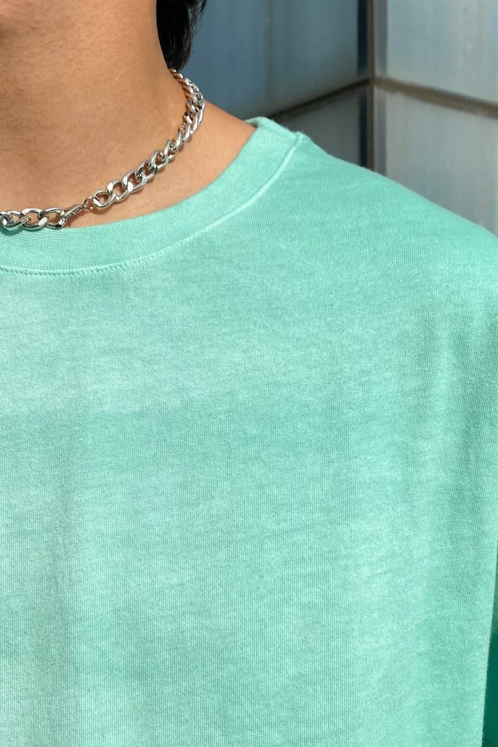 Color Gradient Basic Su Yeşili Oversize Tshirt