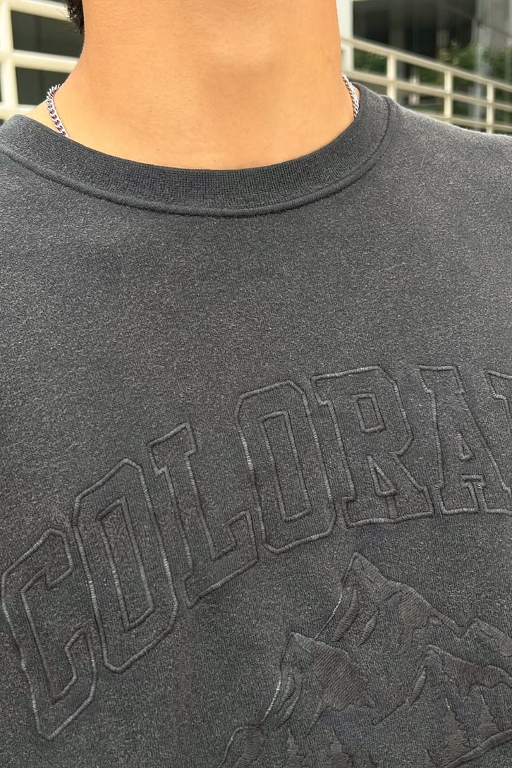 Colorado Nakışlı Acid Wash Oversize Sweatshirt