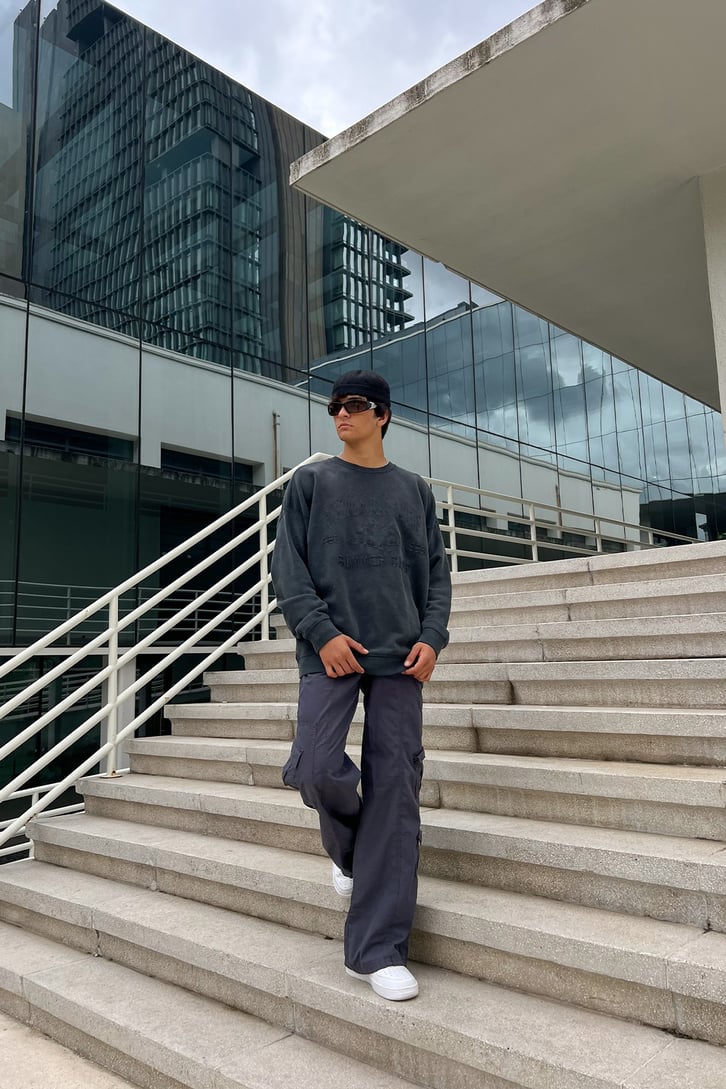 Colorado Nakışlı Acid Wash Oversize Sweatshirt
