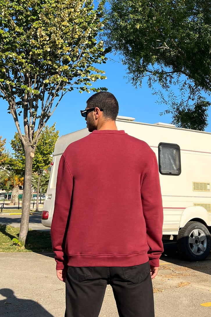 Colorado Nakışlı Bordo Oversize Sweatshirt