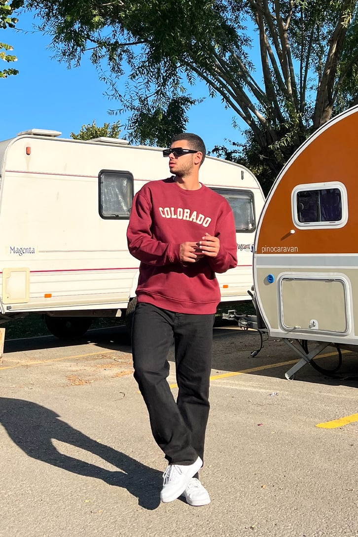 Colorado Nakışlı Bordo Oversize Sweatshirt