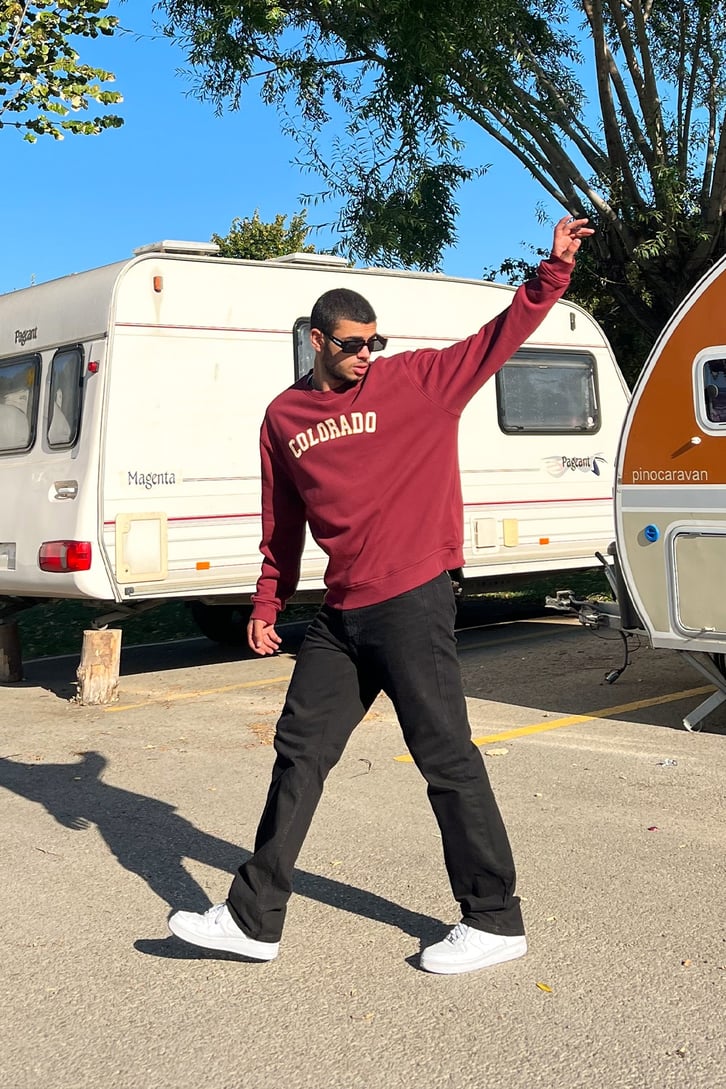 Colorado Nakışlı Bordo Oversize Sweatshirt