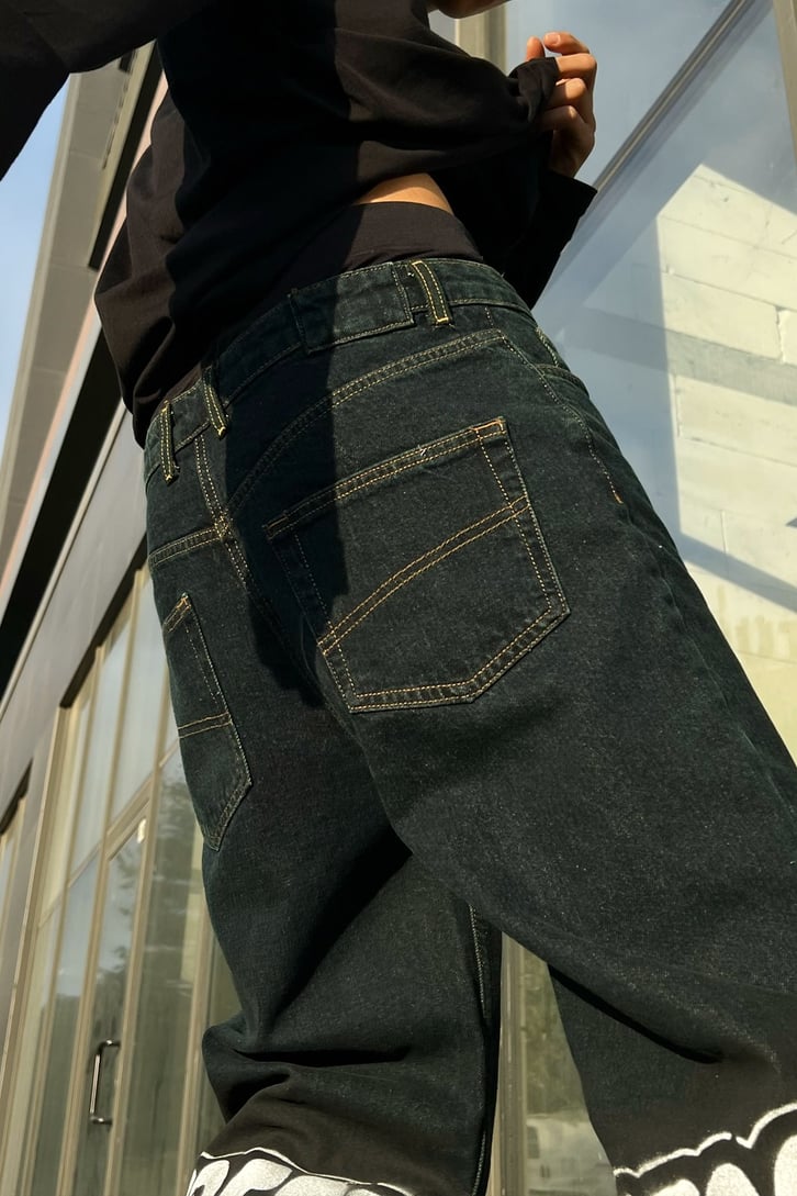 Colored Street Baskılı Baggy Jean