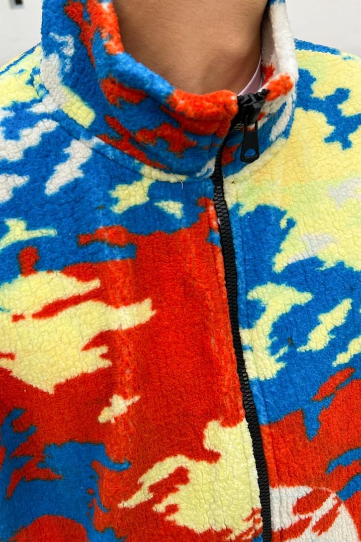 Colored Zipper Peluş Ceket