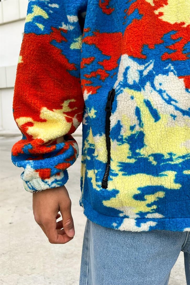 Colored Zipper Peluş Ceket