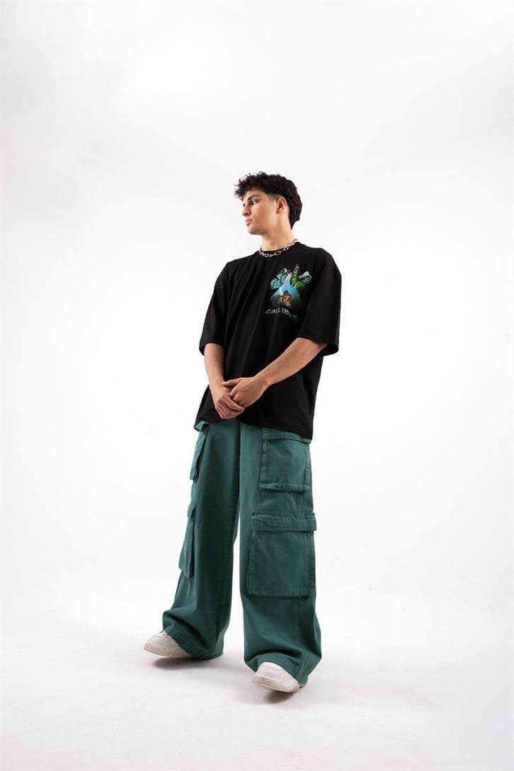 Colorful Butterlfy Siyah Oversize Tshirt