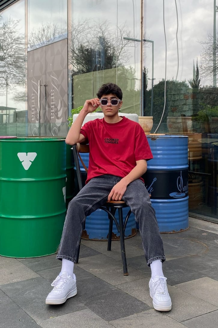 Colorful Printed Oversize Premium Bloody Red Tshirt