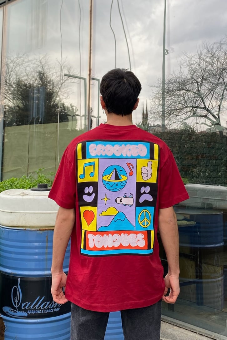 Colorful Printed Oversize Premium Bloody Red Tshirt