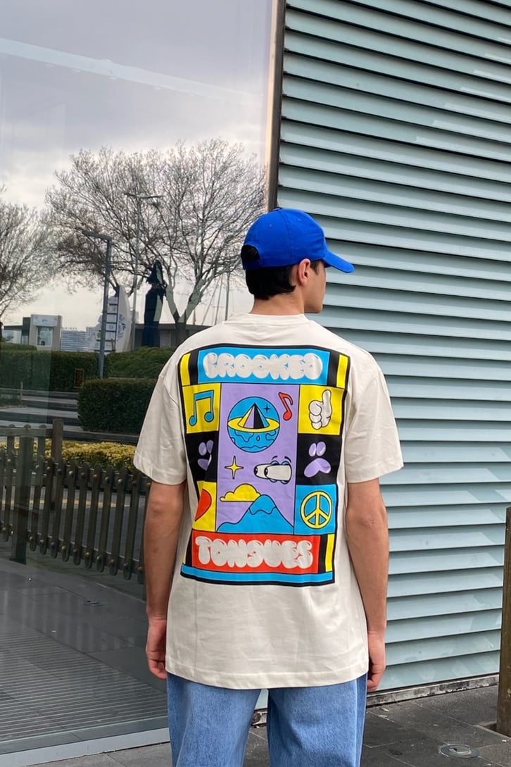 Colorful Printed Oversize Premium Cream Tshirt