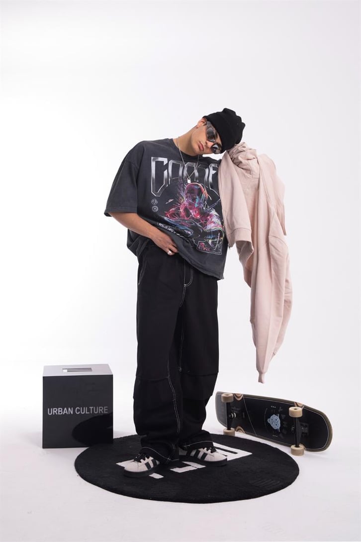 Come Dark Future Acid Wash Oversize Tişört