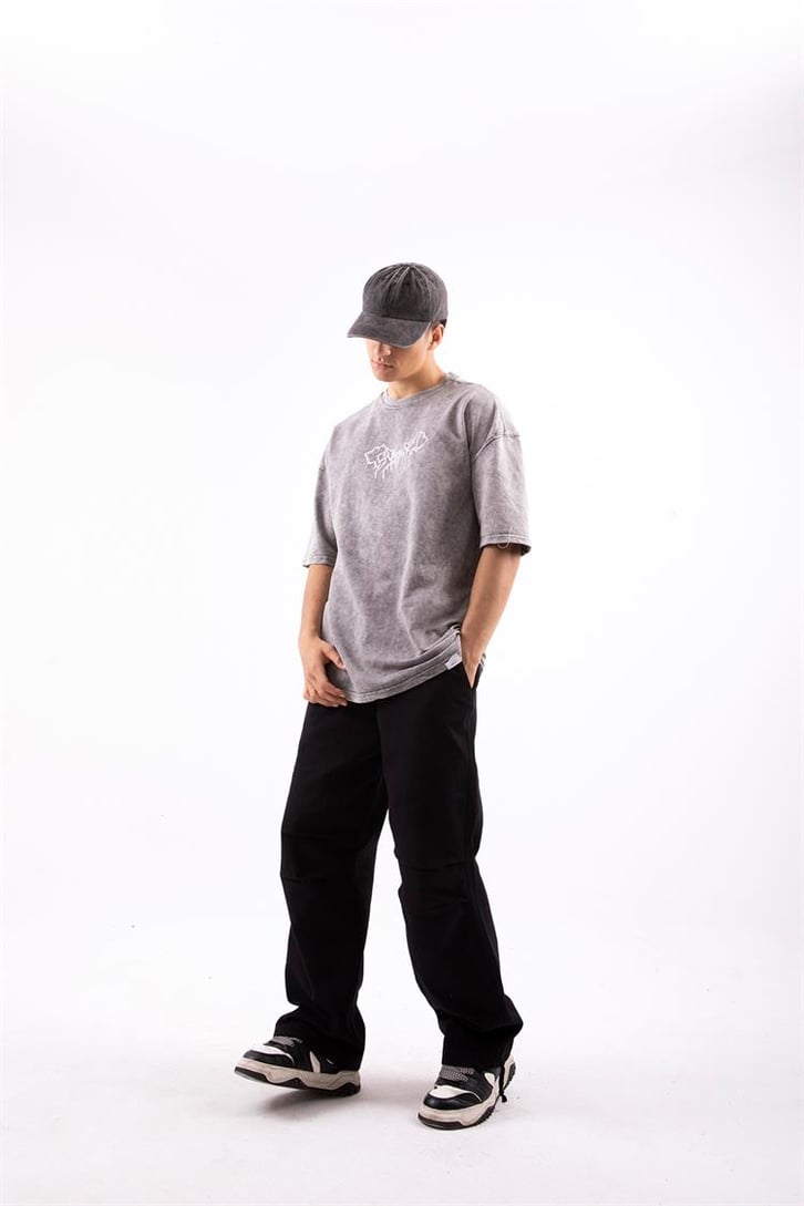 Condemaned Baskılı Acid Wash Oversize Tshirt