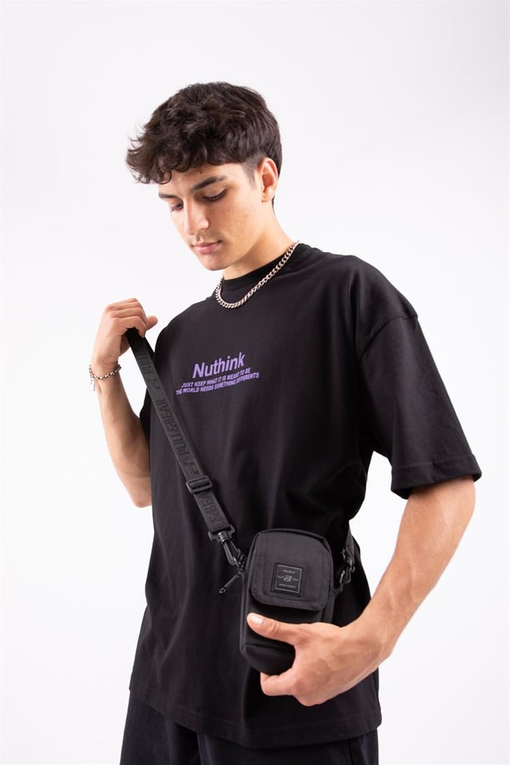 Continuous Sırt Baskılı Siyah Oversize Tshirt