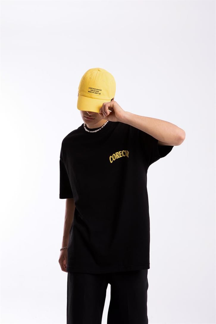 Corecvry Baskılı Siyah Oversize Tişört