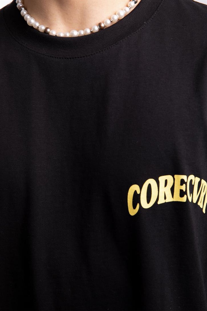 Corecvry Baskılı Siyah Oversize Tişört