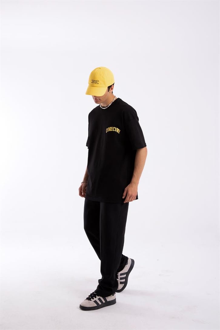 Corecvry Baskılı Siyah Oversize Tişört