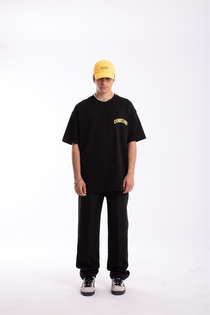 Corecvry Baskılı Siyah Oversize Tişört