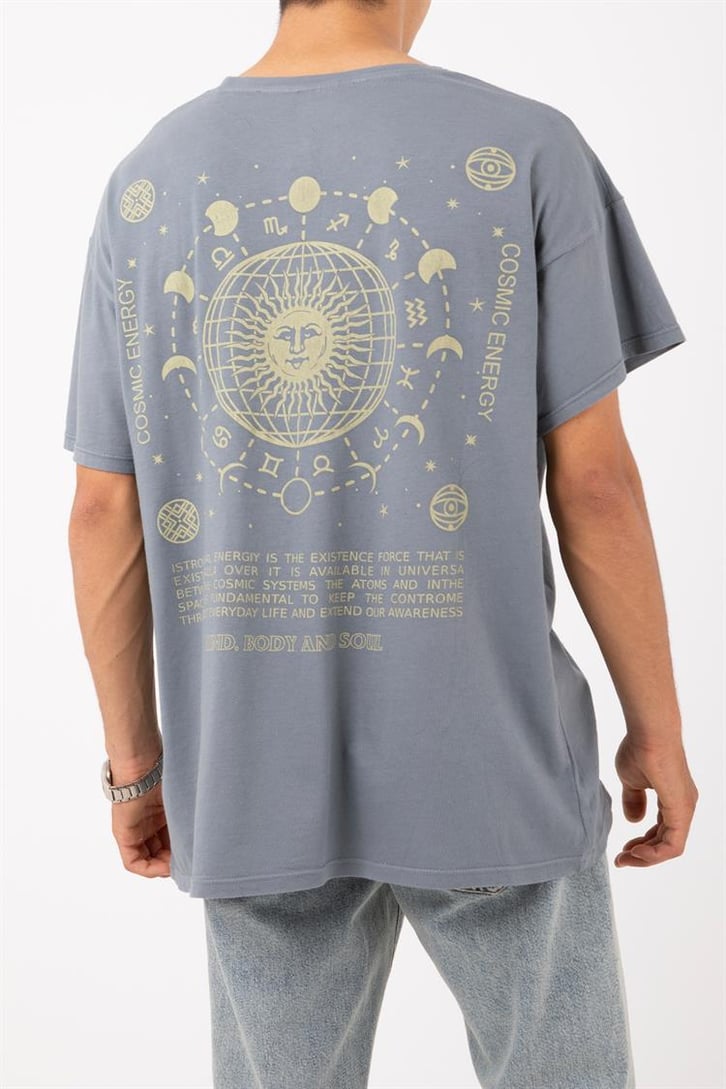 Cosmic Energy Sırt Baskılı Oversize Tişört