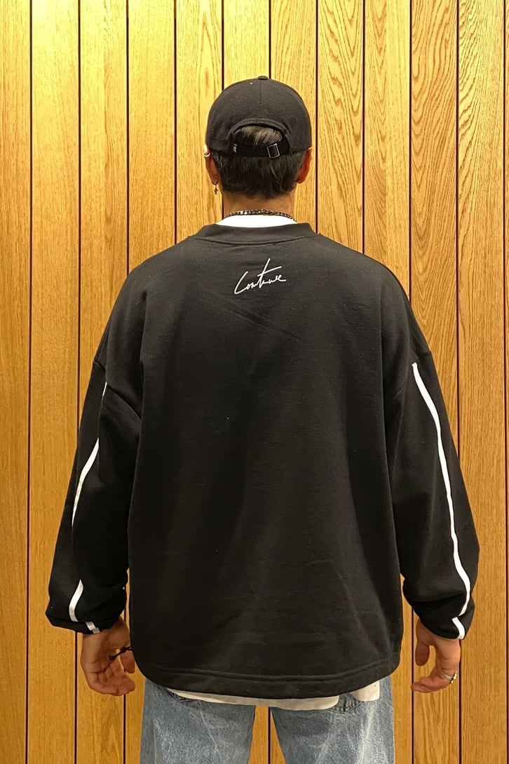 Couture Lastikli Oversize Siyah Sweatshirt