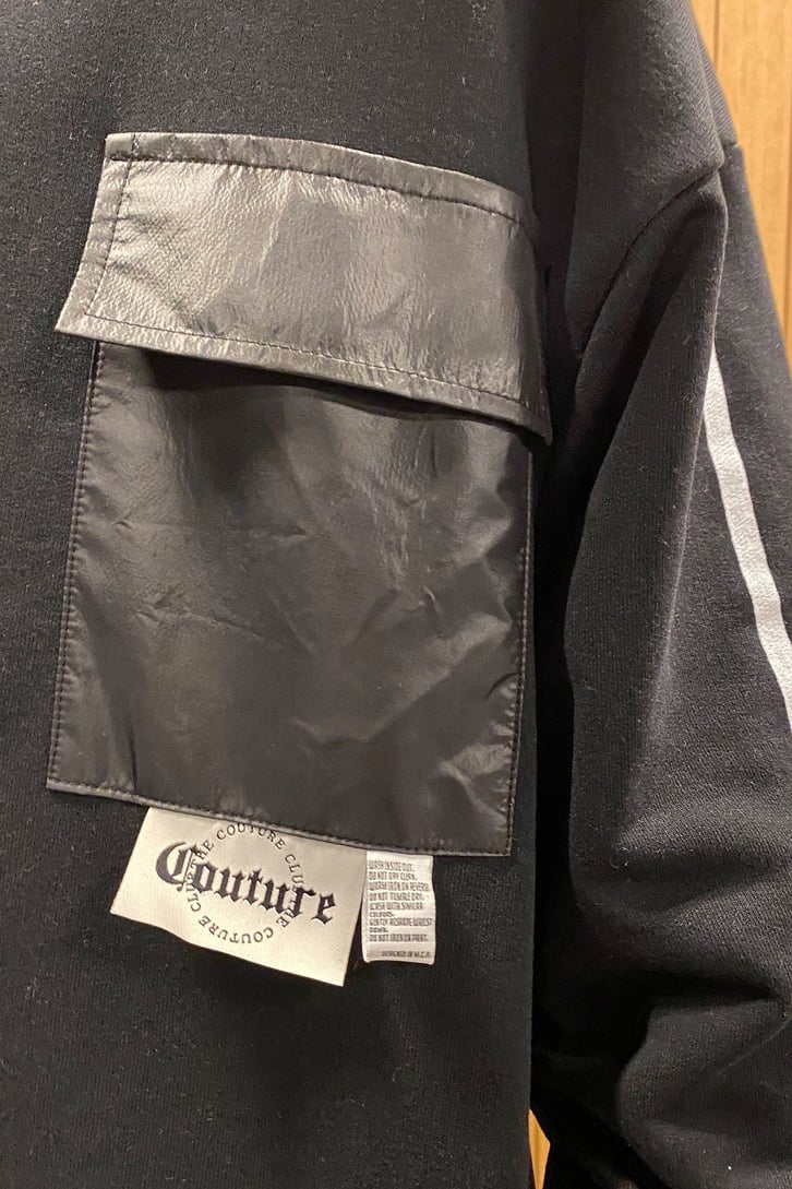 Couture Lastikli Oversize Siyah Sweatshirt