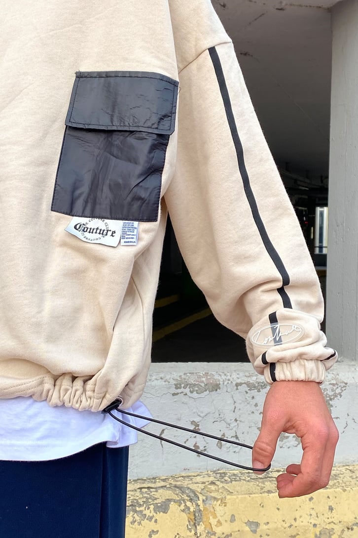 COUTURE LASTİKLİ OVERSIZE SWEATSHIRT
