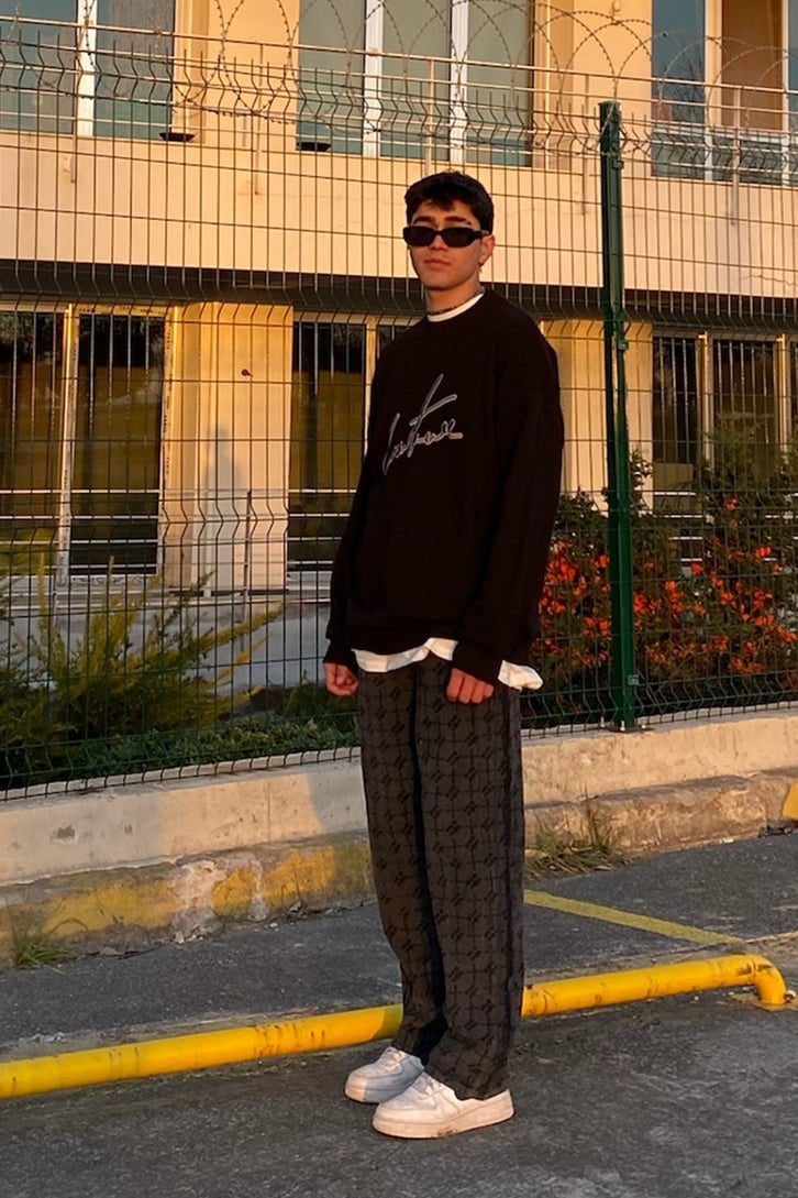 Couture Nakış Detay Premium Oversize Siyah Sweatshirt