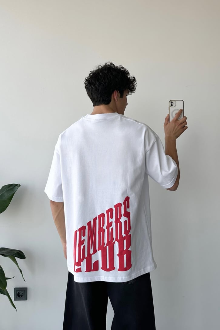 Couture Nakışlı Beyaz Oversize Tişört