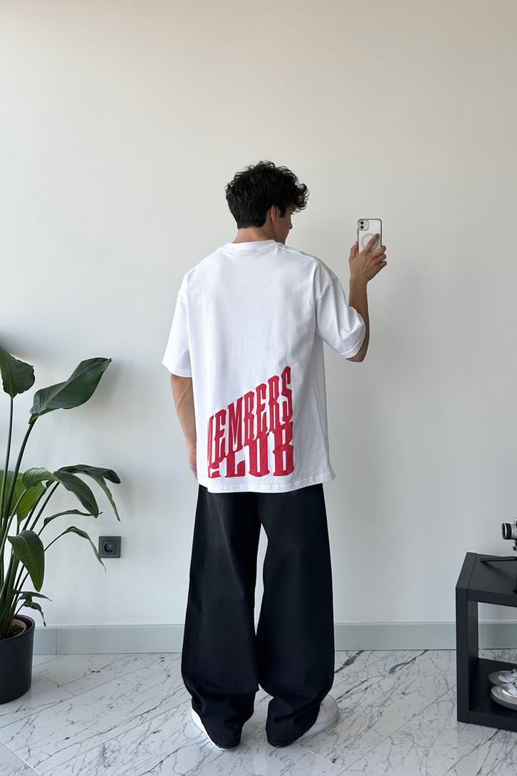 Couture Nakışlı Beyaz Oversize Tişört