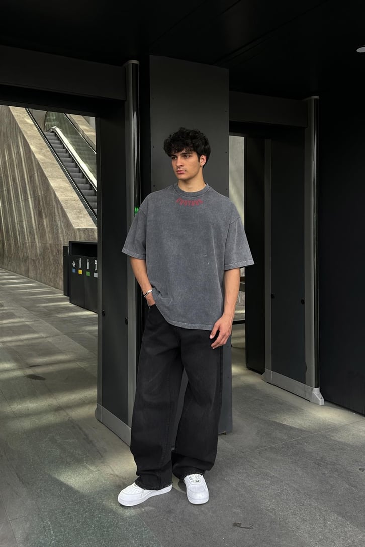 Couture Nakışlı Beyaz Oversize Tişört