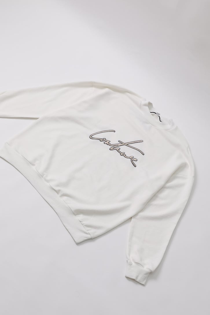Couture Nakışlı Ekru Sweatshirt