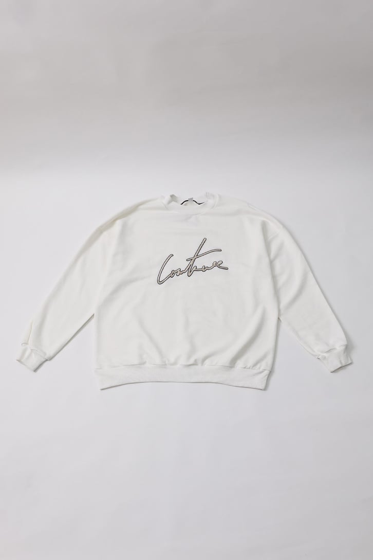 Couture Nakışlı Ekru Sweatshirt