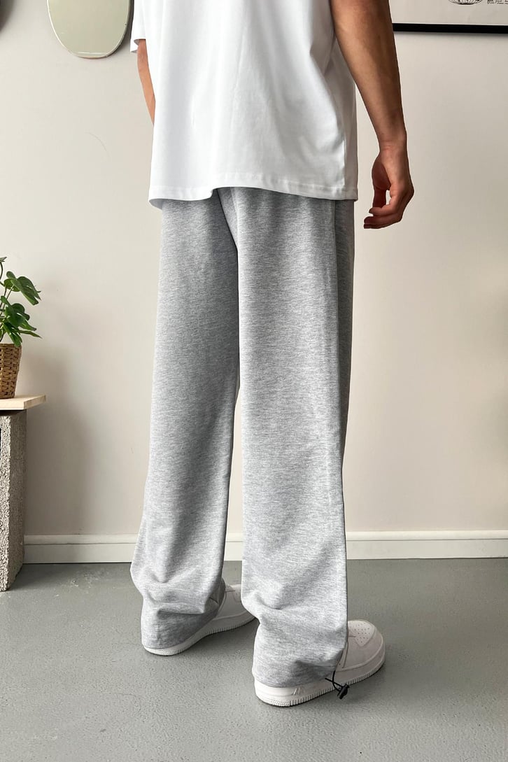 Cozy Boy Ayarlanabilir Paça Nakışlı Gri Melanj Eşofman Altı