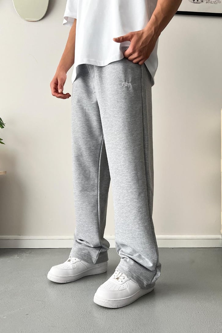 Cozy Boy Ayarlanabilir Paça Nakışlı Gri Melanj Eşofman Altı