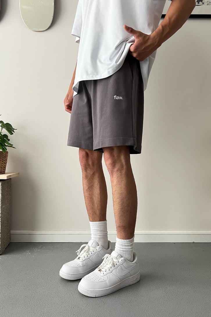 Cozy Boy Jogger Bel Nakışlı Füme Basic Şort