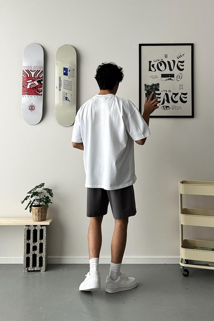 Cozy Boy Jogger Bel Nakışlı Füme Basic Şort