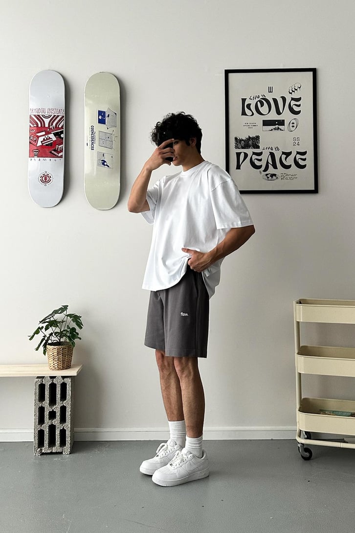 Cozy Boy Jogger Bel Nakışlı Füme Basic Şort