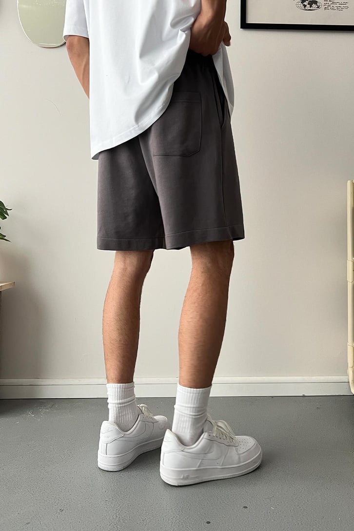 Cozy Boy Jogger Bel Nakışlı Füme Basic Şort