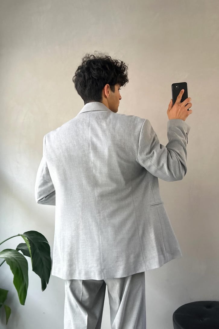 Cozy Oversize Kruvaze Bej Takım Elbise