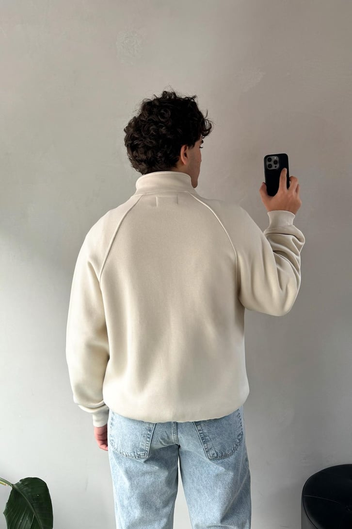 Cozy Track Bej Zip Sweatshirt
