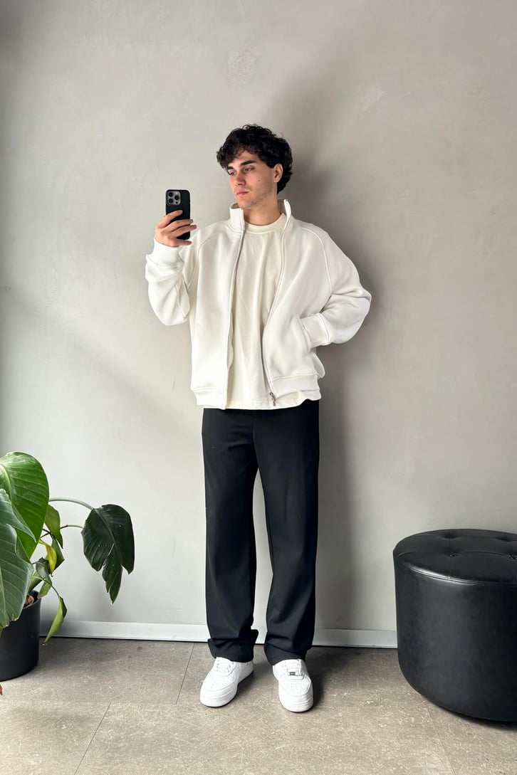 Cozy Track Ekru Zip Sweatshirt