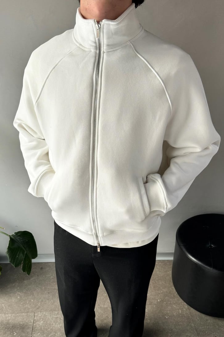 Cozy Track Ekru Zip Sweatshirt